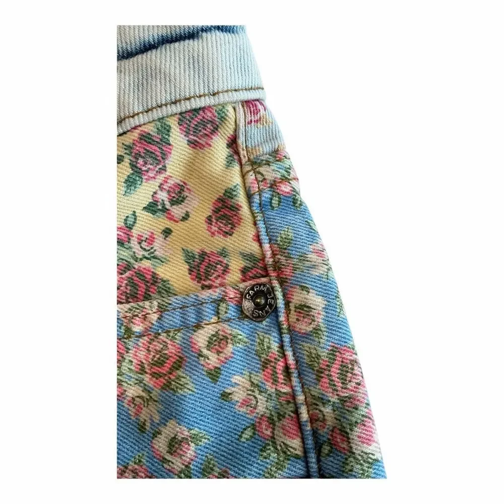 NWOT Farm Rio Anthropologie Women’s 26 HR Patchwork Denim Floral Shorts - Picture 6 of 7